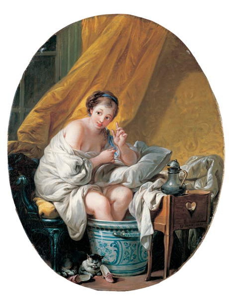 Detail of A young woman taking a footbath, 1766 by Francois Boucher