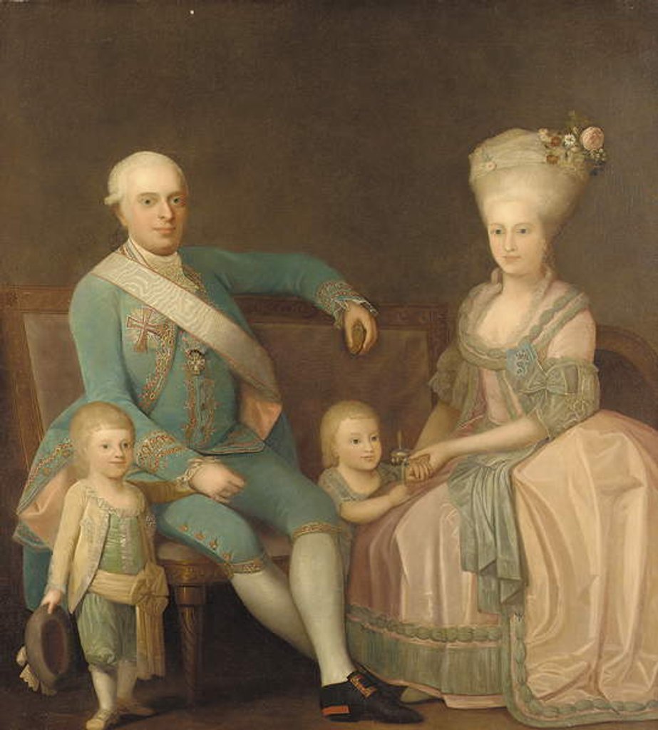 Detail of Portrait of a family group, believed to be Engel Ernst von Schack, his wife Mette Pauline von Schack, nee Rosenorn, and their children by Danish School