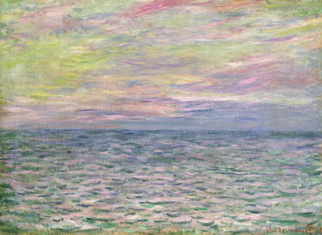 Detail of On the High Seas, Sunset at Pourville; Coucher de Soleil a Pourville, Pleine Mer, 1882 by Claude Monet