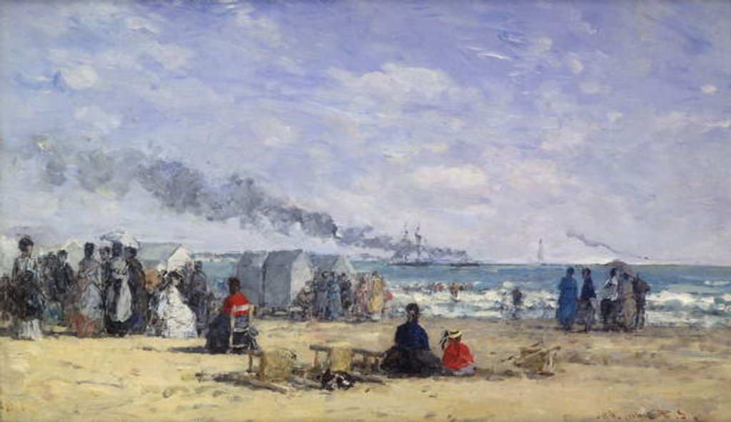 Detail of The Beach at Trouville at Bathing Time; La Plage de Trouville a l'Heure du Bain, 1868 by Eugene Louis Boudin