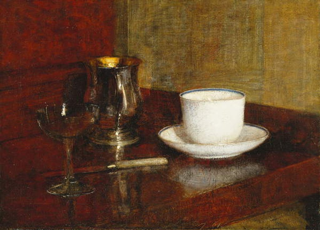 Detail of Still Life with a Glass Cup; Nature Morte au Verre et Tasse, 1961 by Ignace Henri Jean Fantin-Latour