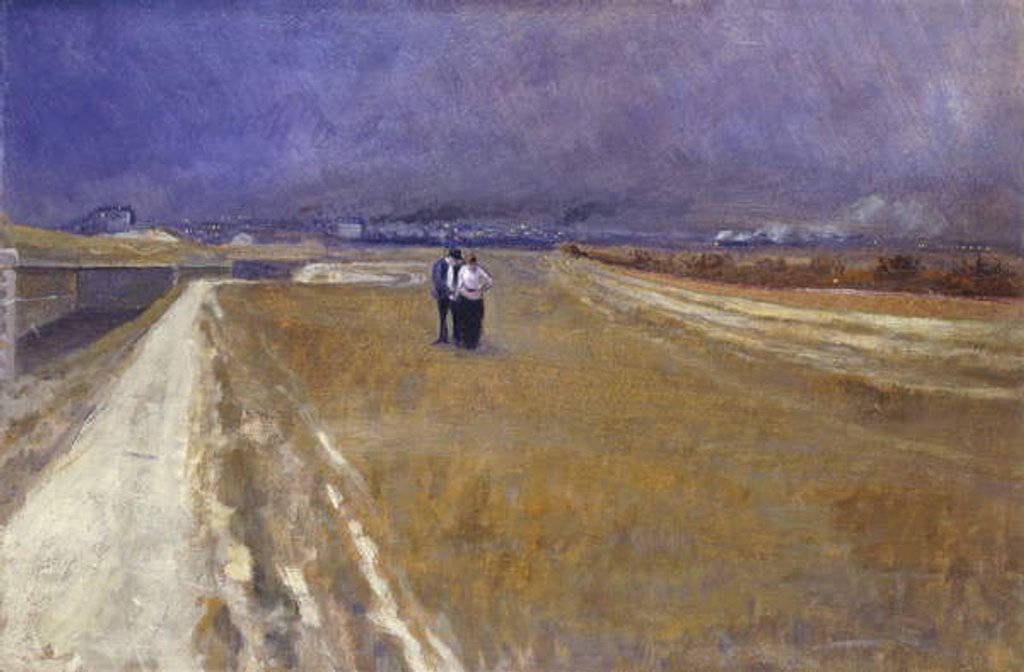 Detail of Walk Beside Railway; Promenade a cote du Chemin de Fer by Theophile Alexandre Steinlen
