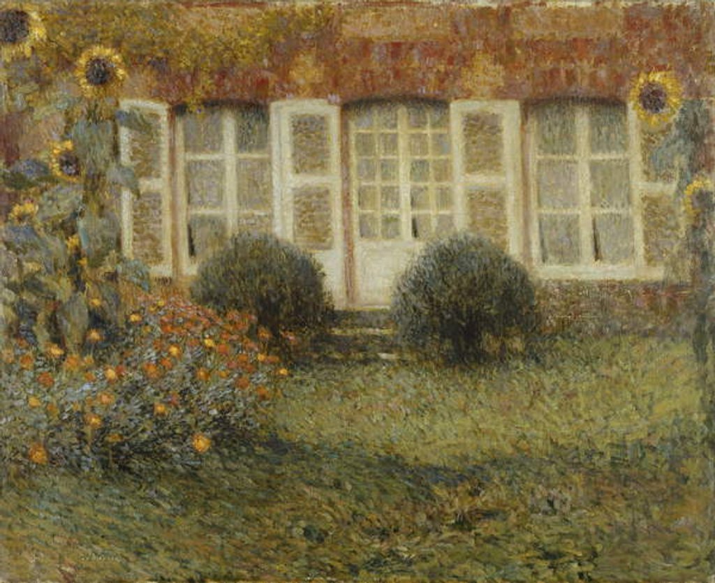 Detail of Pavilion House with Sunflowers; Le Pavillon aux Tournesols by Henri Eugene Augustin Le Sidaner