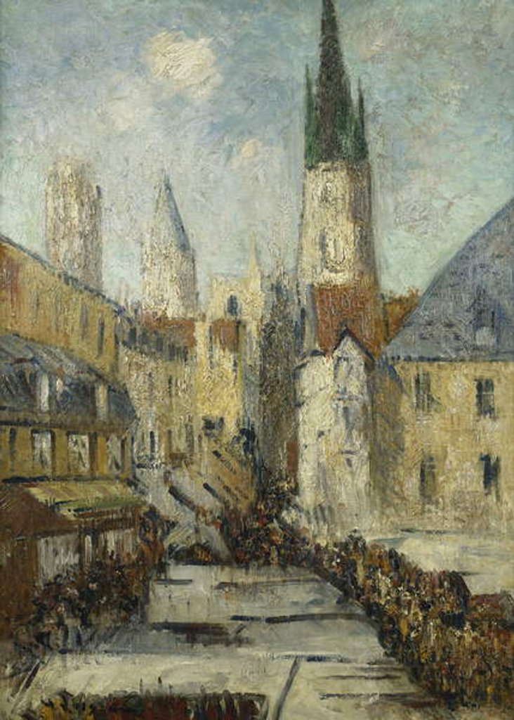 Detail of Rue de l'Epicerie et la Cathedrale de Rouen, c.1929 by Gustave Loiseau