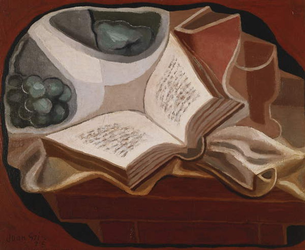 Detail of Book and Fruit Bowl; Livre et Compotier, 1925 by Juan Gris