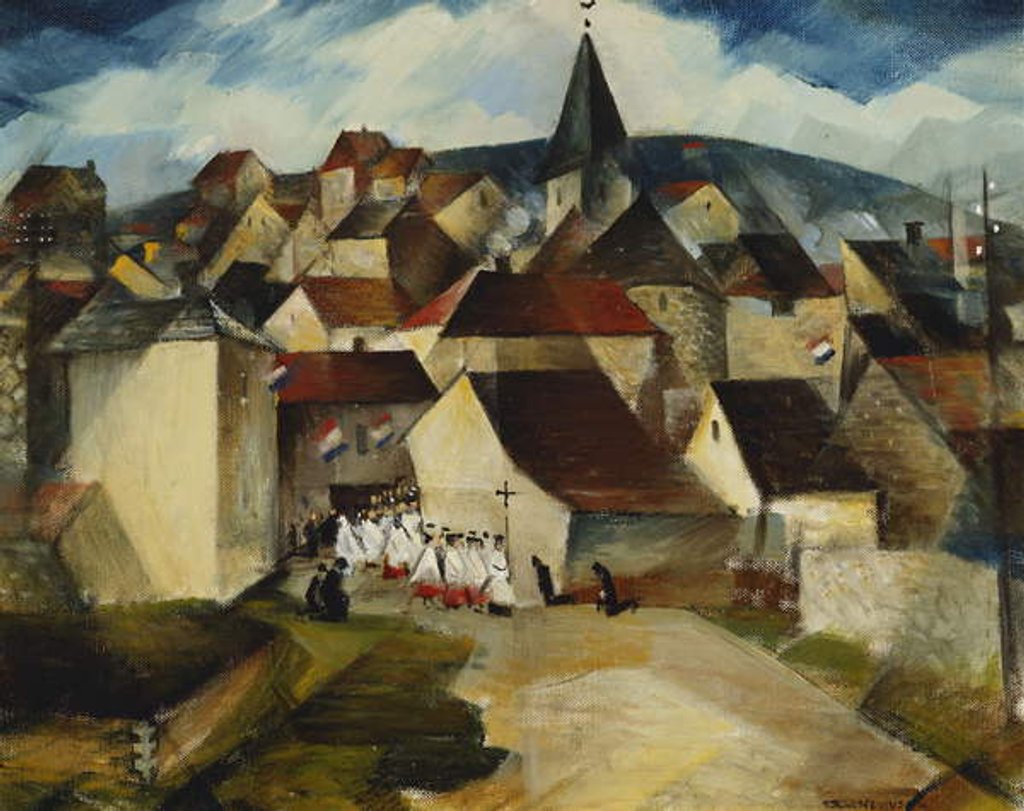 Detail of A Village Procession, France, c.1923 by Christopher Richard Wynne Nevinson