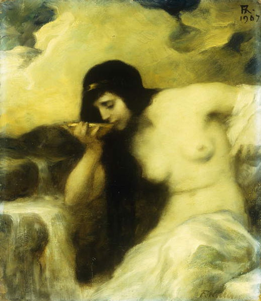 Detail of A Nymph Drinking at a Spring, 1907 by Ferdinand Keller