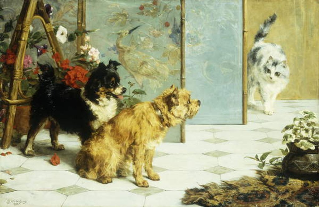 Detail of Playful Friends, 1892 by Charles van den Eycken