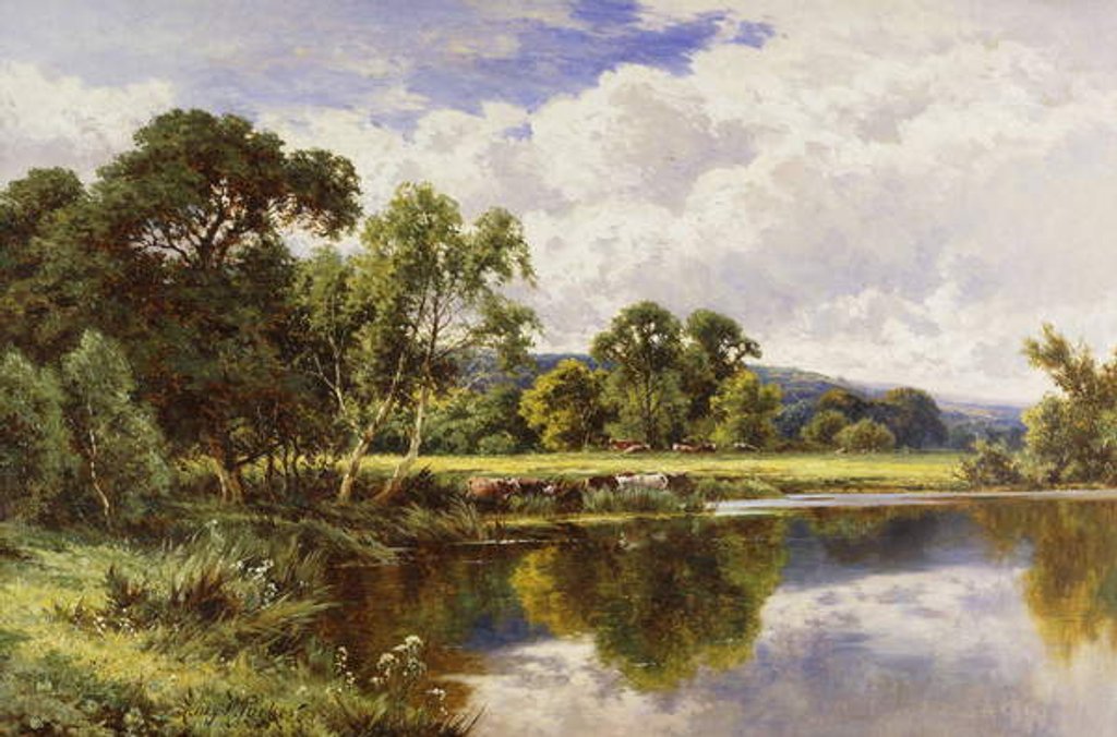 Detail of A Wooded River Landscape with Cattle by Henry Parker