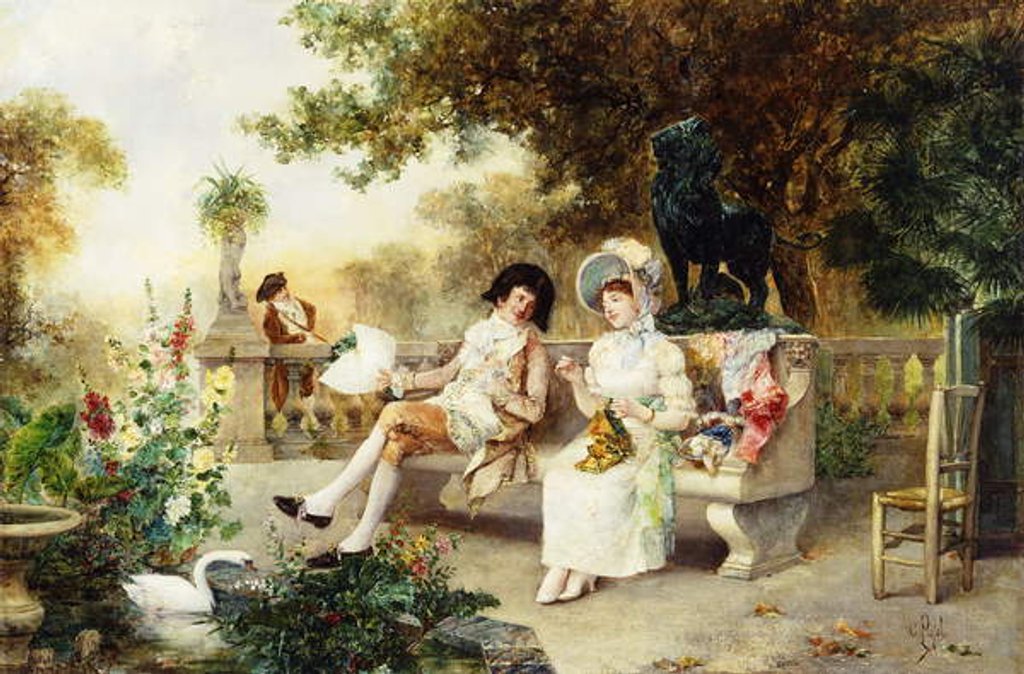 Detail of An Intimate Conversation by Clemente Pujol de Gustavino