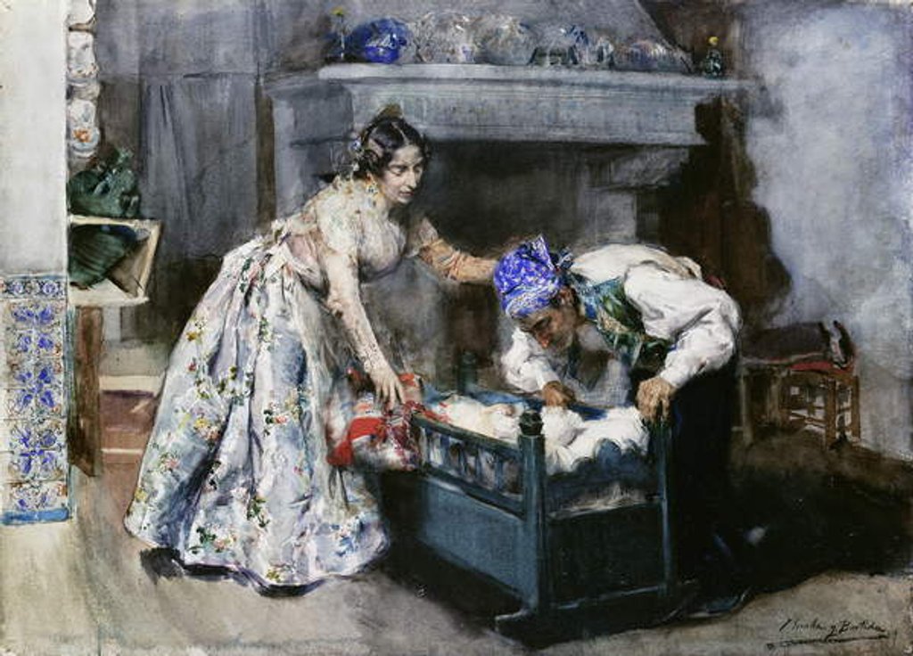 Detail of Careful not to wake him; Cuidado, No le Despiertes by Joaquin Sorolla y Bastida