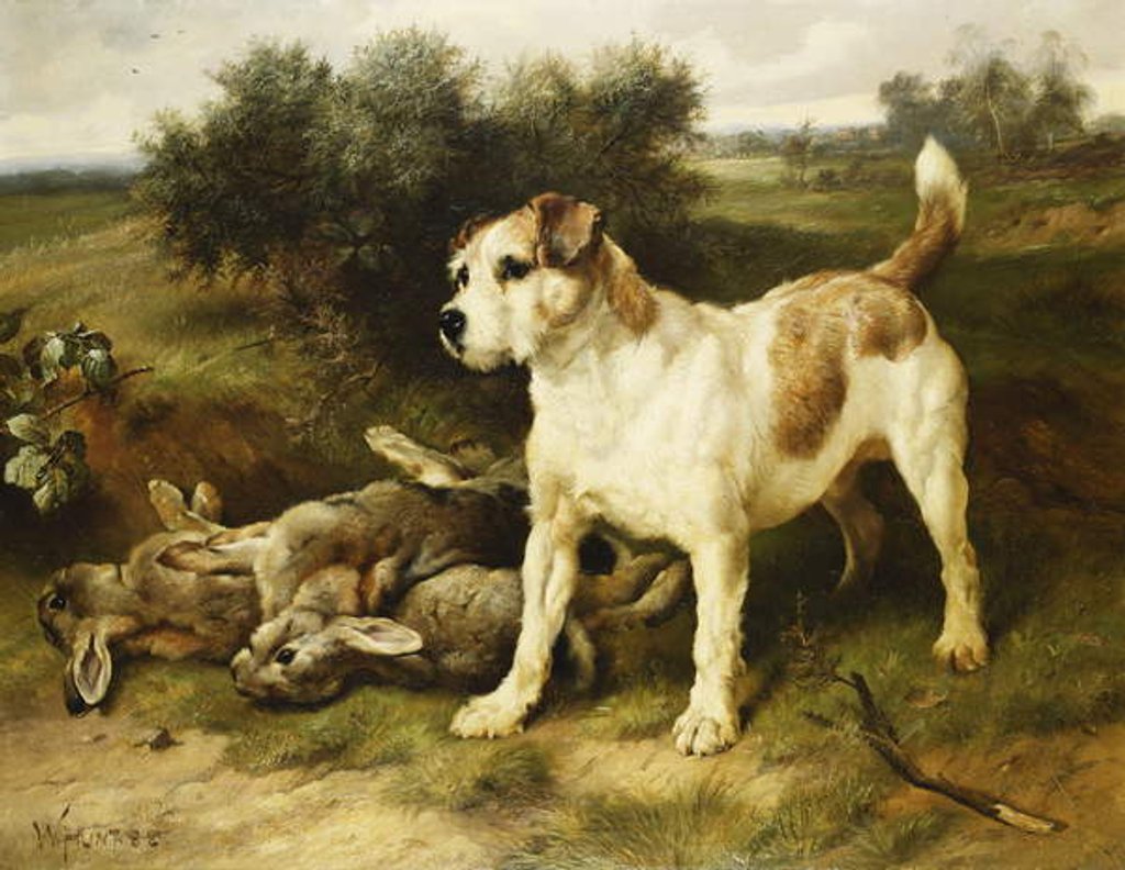 Detail of A Fox Terrier with the Day's Bag, 1888 by Walter Hunt