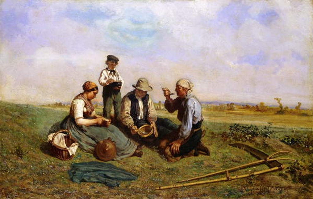Detail of The Haymakers' Lunch, 1857 by Jules Veyrassat