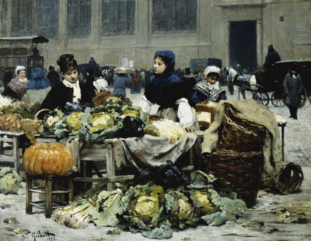 A Vegetable Stand, at Les Halles Centrales, Paris, 1878 by Victor Gabriel Gilbert