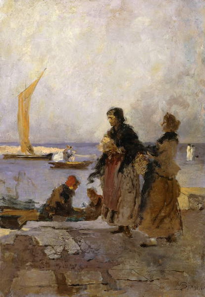 Detail of On the Quay at Chioggia by Mose Bianchi