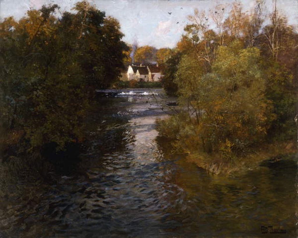 Detail of A French River Landscape by Fritz Thaulow