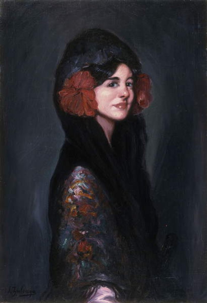 Detail of Portrait of an Elegant Lady by Ignacio Zuloaga y Zabaleta
