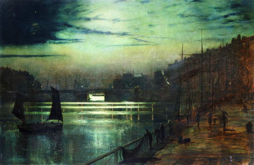 Detail of The Harbour Lights, Whitby by John Atkinson Grimshaw
