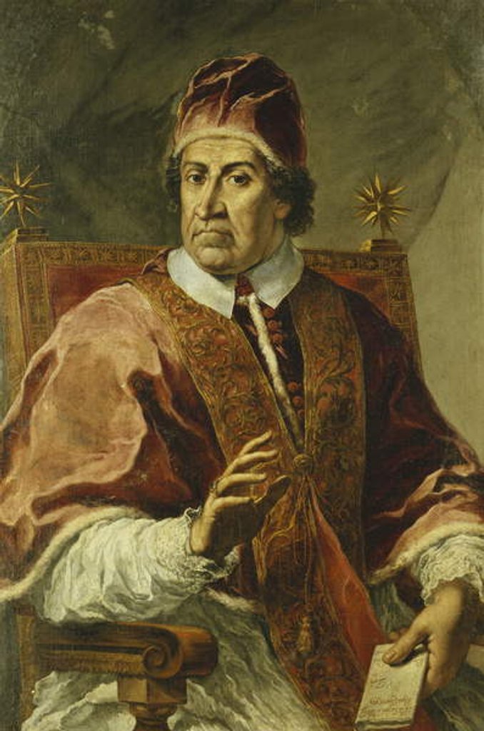 Detail of Portrait of Pope Clement XI, Seated Half Length, Wearing Papal Robes, Holding a Letter by Pier Leone Ghezzi