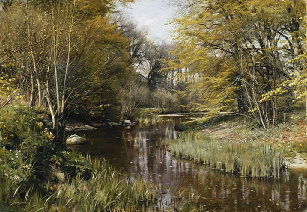 Detail of A Wooded River Landscape, 1909 by Peder Monsted