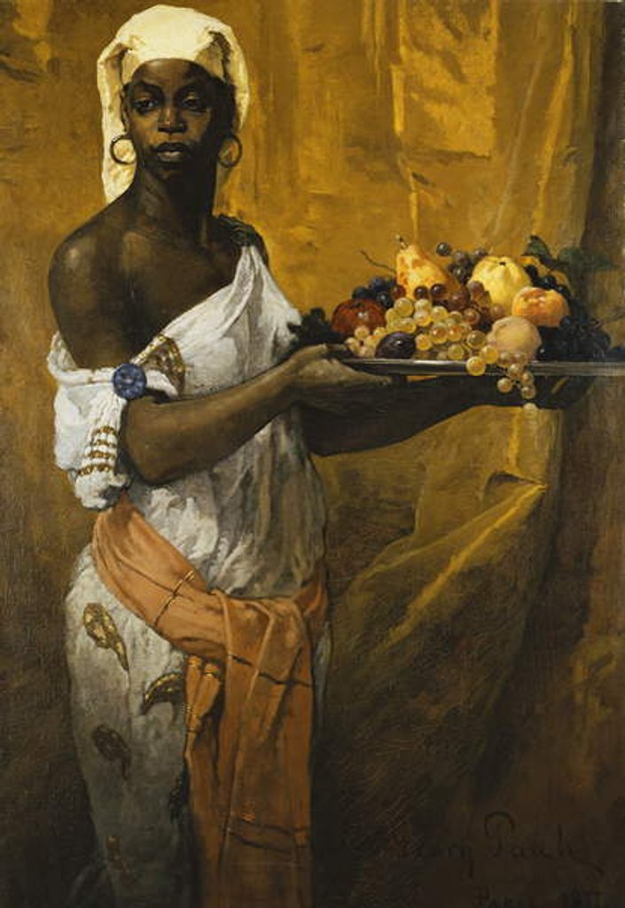 Detail of A Negress Holding a Salver of Fruit, 1877 by Georg Vilhelm Pauli