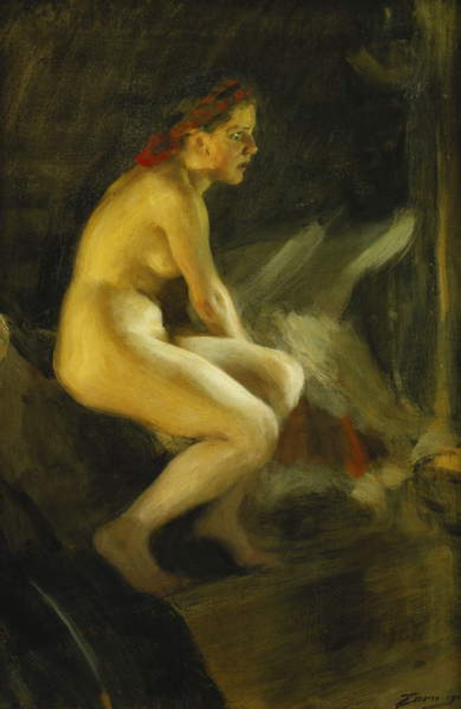 Detail of On the Bed; Pa Sangkanten, 1910 by Anders Leonard Zorn