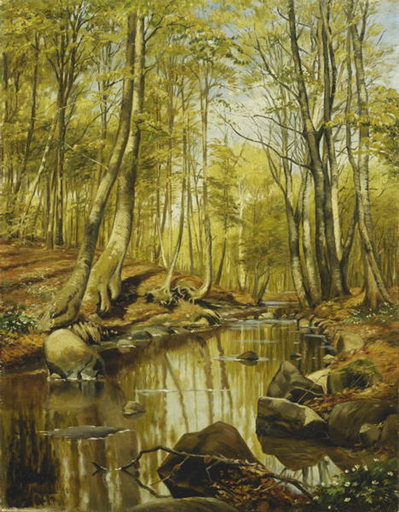 Detail of A Wooded River Landscape, 1892 by Peder Monsted