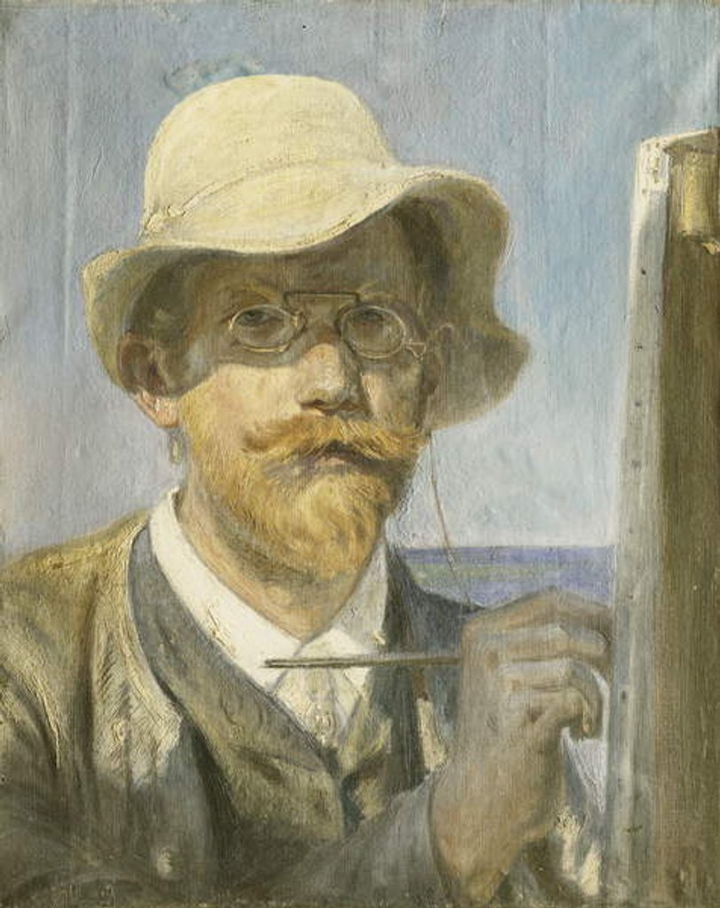 Detail of A Self-Portrait of the Artist, head and shoulders at his Easel by Peder Severin Kroyer
