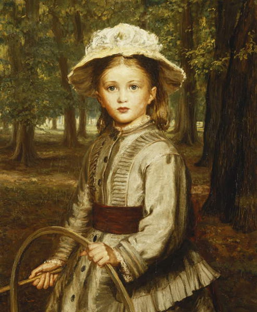 Detail of A Young Girl Playing with a Hoop by Frederick Bacon Barwell