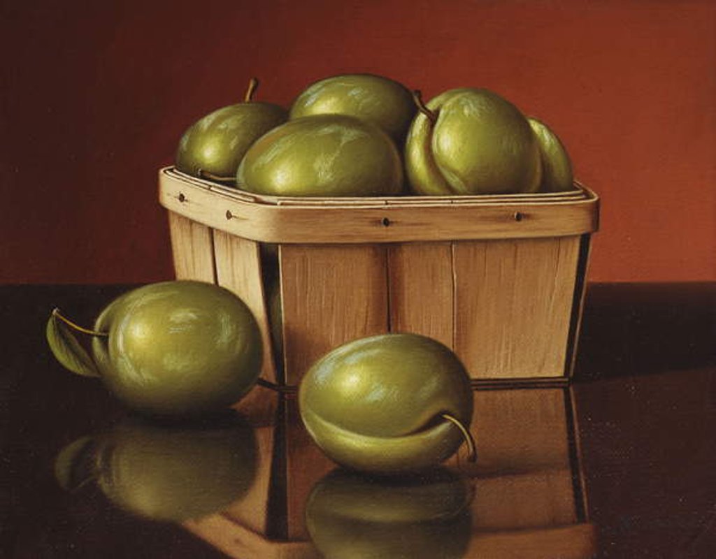 Detail of A Basket of Plums by Levi Wells Prentice