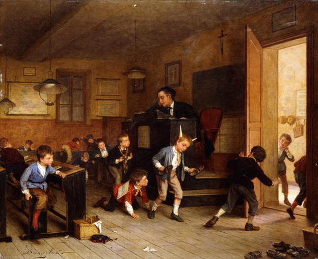 Detail of While Teacher Sleeps by Andre Henri Dargelas