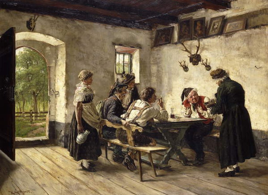 Detail of The Suspicious Customer; Ein mistrauischer Kunde by Karl Gebhardt