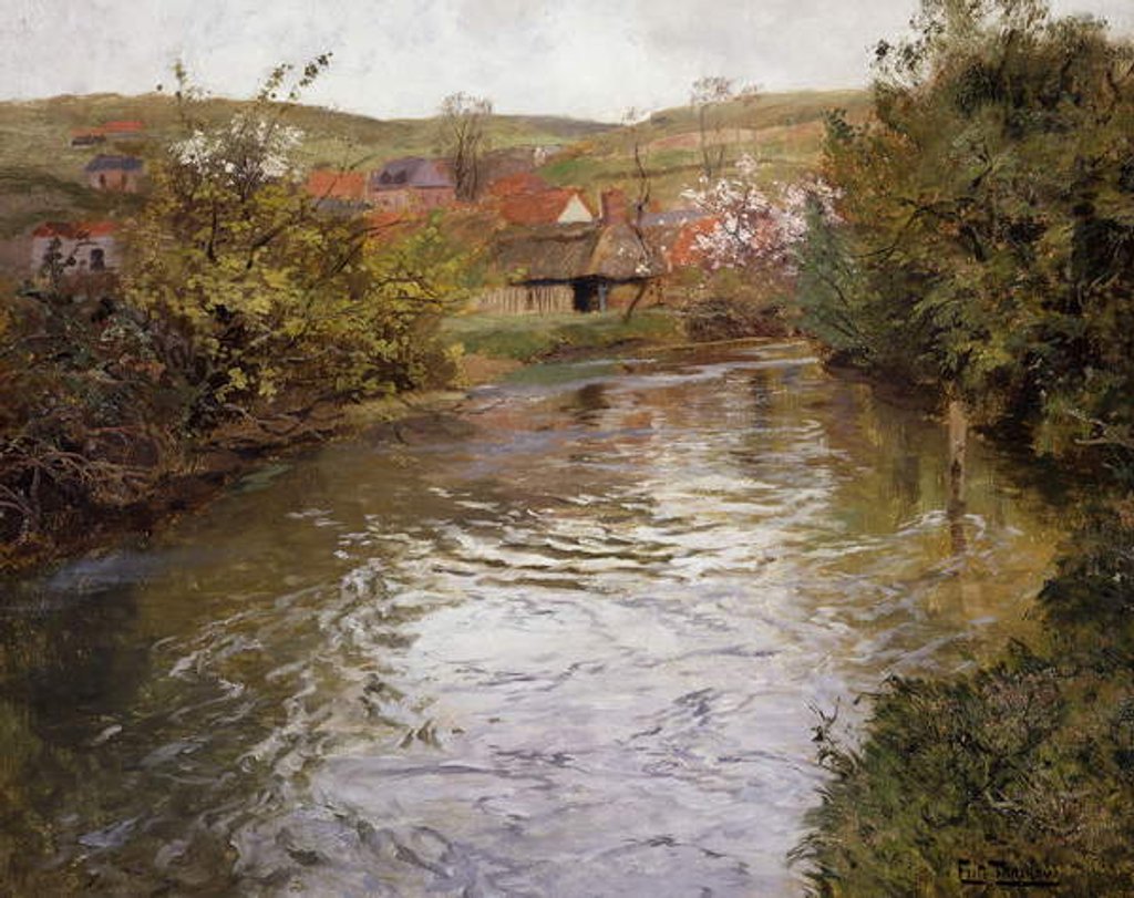 Detail of Farmhouses on the Banks of a Stream by Fritz Thaulow