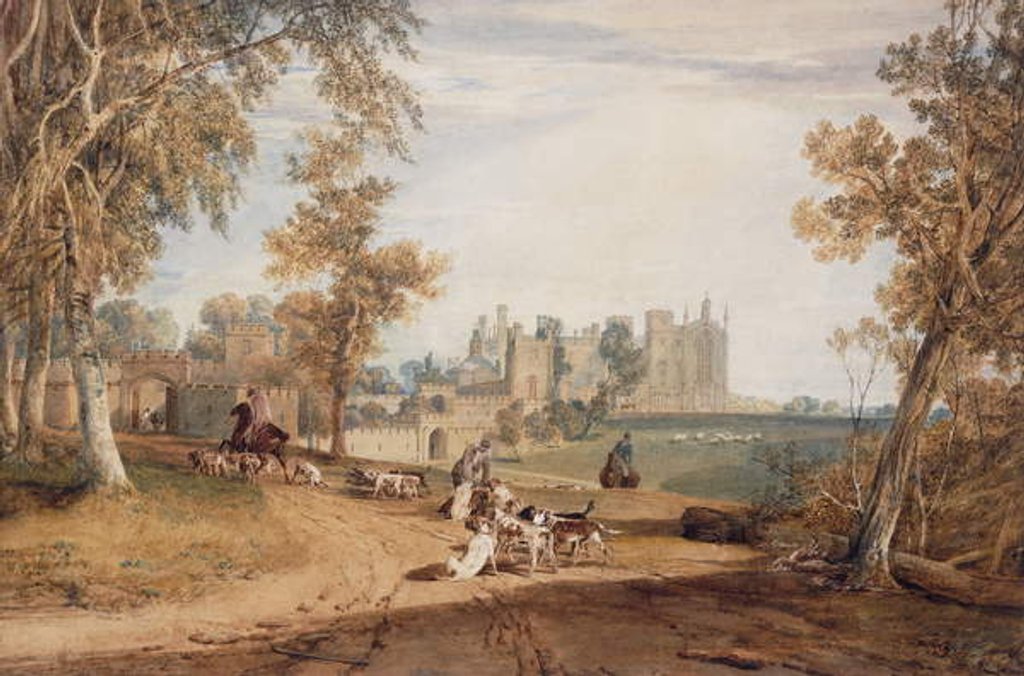 Detail of The North-West Front, Cassiobury, with Hounds and Huntsmen by Joseph Mallord William Turner