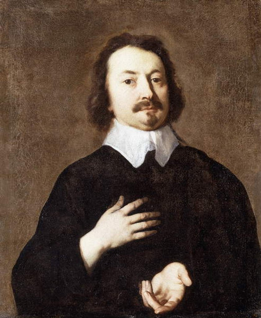 Detail of Portrait of a Gentleman, half-length, in black with a white collar by Peter Lely