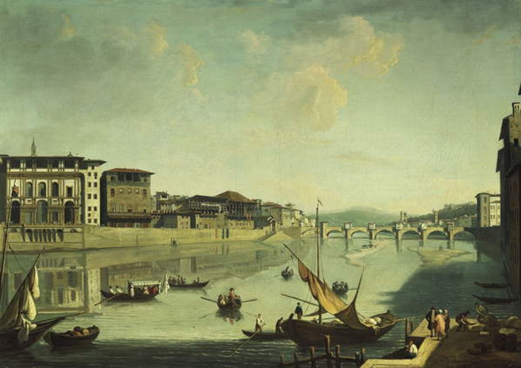 Detail of A View of the Arno with the Ponte alle Gracie, Florence by Thomas Patch