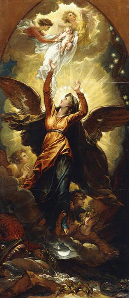 Detail of The Woman Clothed with the Sun Fleeth from the Persecution of the Dragon by Benjamin West