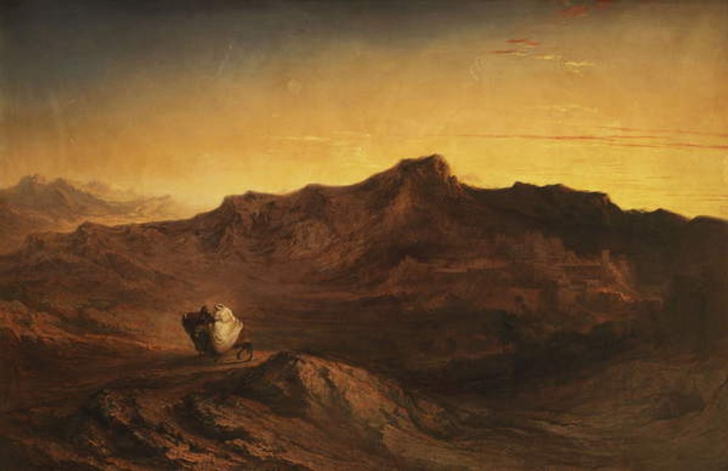 Detail of The Flight into Egypt - When He Arose, He Took the Young Child and His Mother by Night, and Departed into Egypt.-Matthew II, 14, 1842 by John Martin