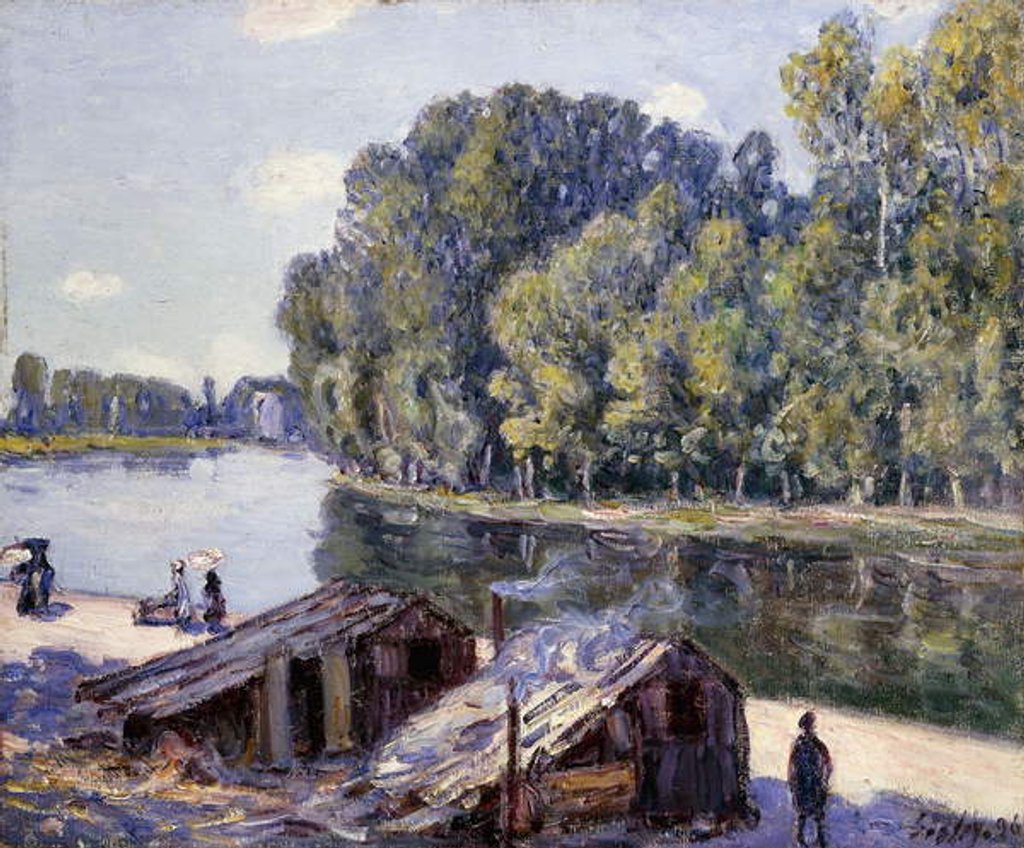 Detail of Huts on the Edge of the Canal du Loing with Sun Shining; Cabanes au Bord du Canal du Loing-effet de Soleil, 1896 by Alfred Sisley