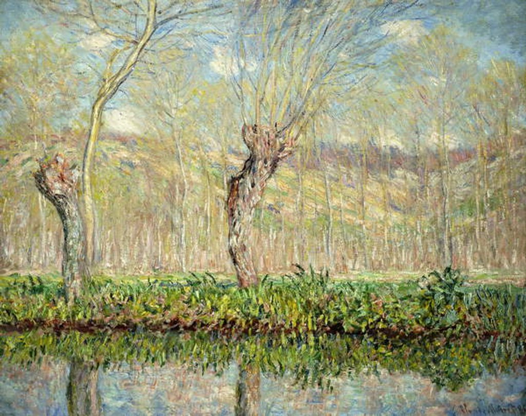 Detail of Spring, the Border of l'Epte; Printemps, Bord de l'Epte, 1885 by Claude Monet