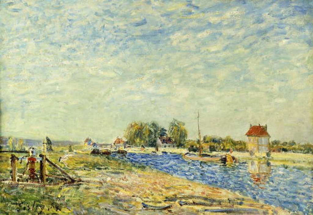 Detail of The Canal at Loing; Le Canal du Loing, 1884 by Alfred Sisley