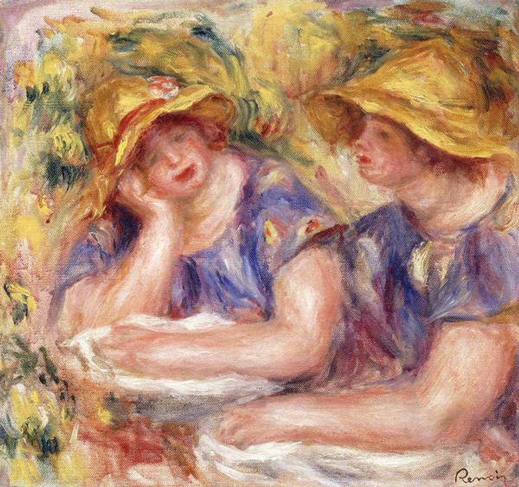 Two Women in Blue Dresses; Deux Femmes en Corsage Bleu, 1919 by Pierre Auguste Renoir