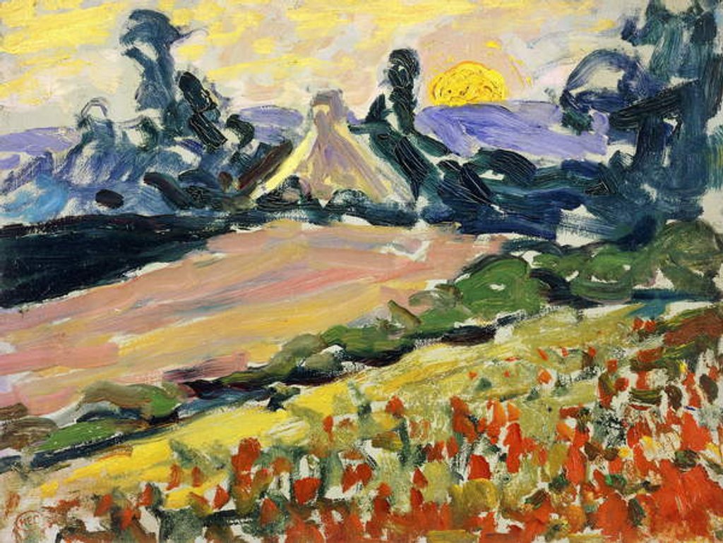Landscape at Sunset; Paysage au Coucher du Soleil by Henri-Edmond Cross