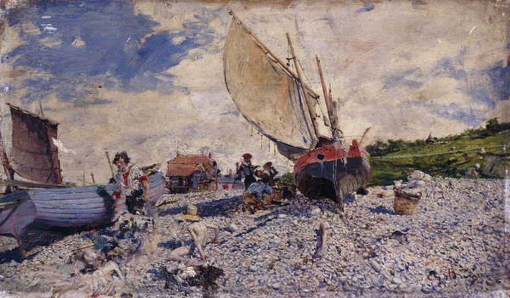 Detail of Etretat Beach North of Le Havre; Spiagia di Etretat a Nordi di Le Havre, c.1870-72 by Giovanni Boldini