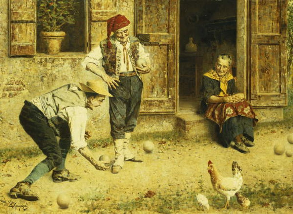 Detail of A Game of Bocci by Eugenio Zampighi