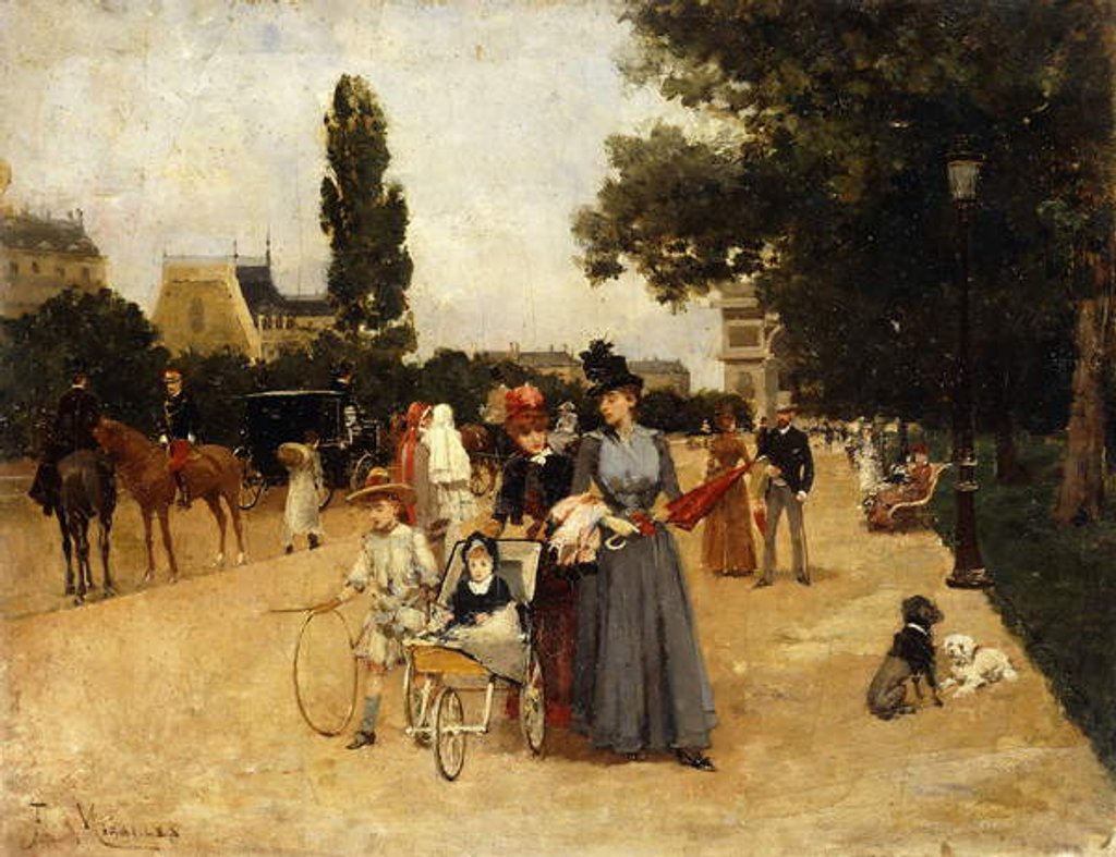 Detail of Avenue Foch with a View of the Arc de Triomphe by Francesco Miralles Galaup