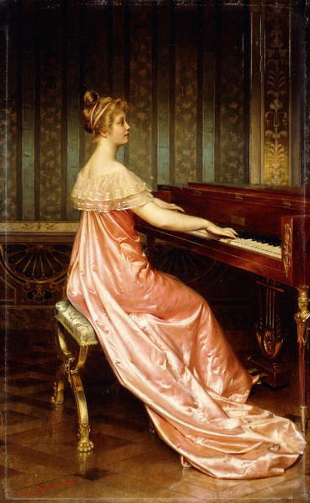 Detail of Elegant Lady seated at Piano-Forte by Joseph Frederick Charles Soulacroix