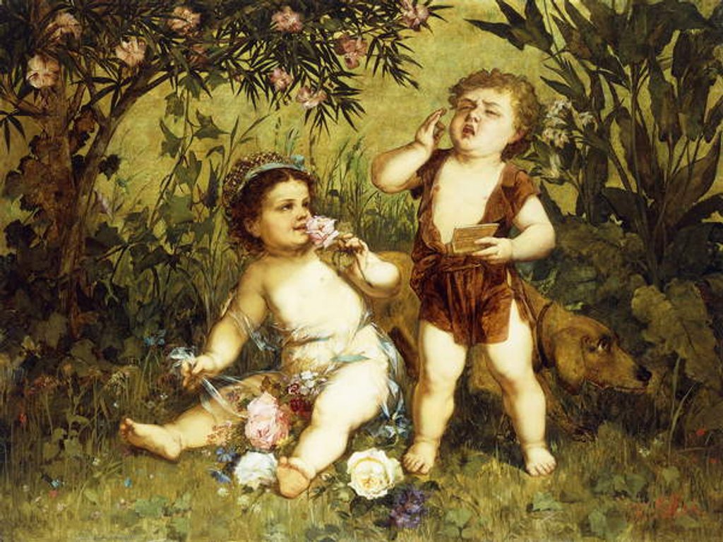Detail of Frolicking Putti by Franz Eybl