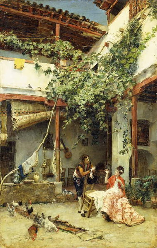 Detail of In the Courtyard, 1876 by Ricardo de Madrazo y Garreta