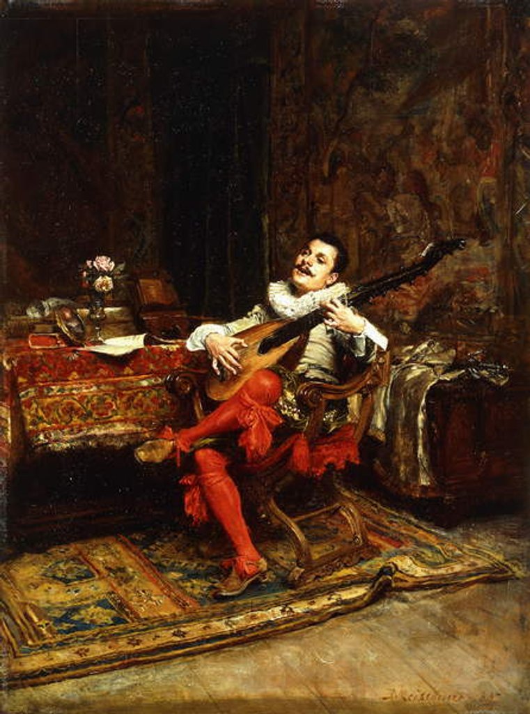 Detail of The Lute Player, 1887 by Jean-Louis Ernest Meissonier